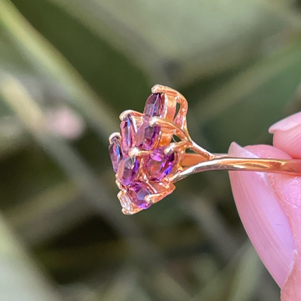 1970s rhinestone gold tone pinky ring - Picture 11 of 11